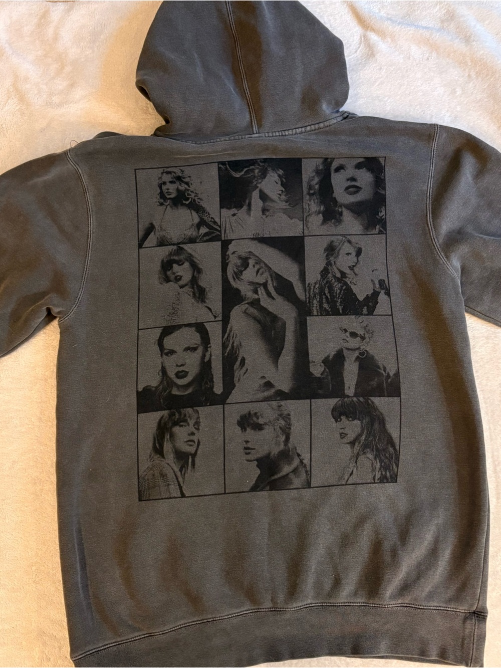 Taylor Swift Eras Black Grid Photo Dark Gray 1/4 Zip Graphic Oversized Hoodie